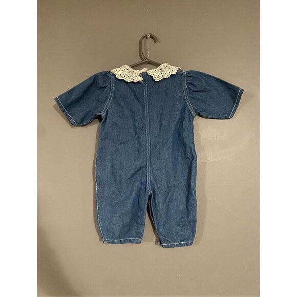 Small Steps Vintage Chambray Romper Jumpsuit Button Up Size 6/9 Months - Picture 6 of 7